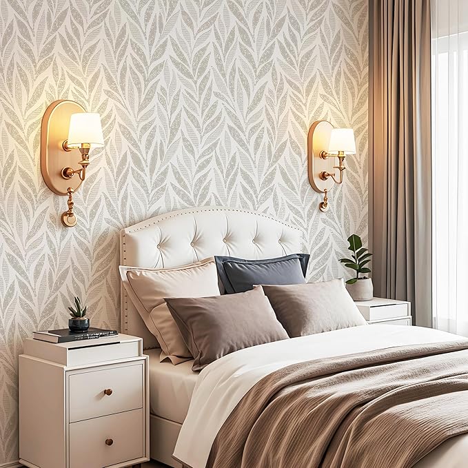 Safiyya 393"x17.3" Boho Peel and Stick Wallpaper Beige and White Wallpaper Leaf - Image 2