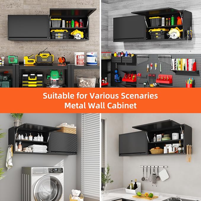 Garage Wall Cabinet, Floating Metal Wall Cabinet - Image 8
