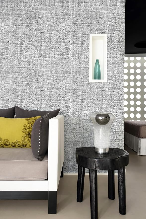 Gray Grasscloth Peel and Stick Wallpaper Textured Contact Paper 15.7inch x - Image 9