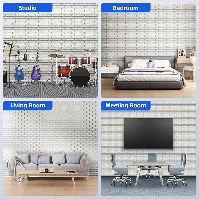 20 Pack Acoustic Panels with Self Adhesive, Soundproof Wall Panels, Brick Sound - Image 6