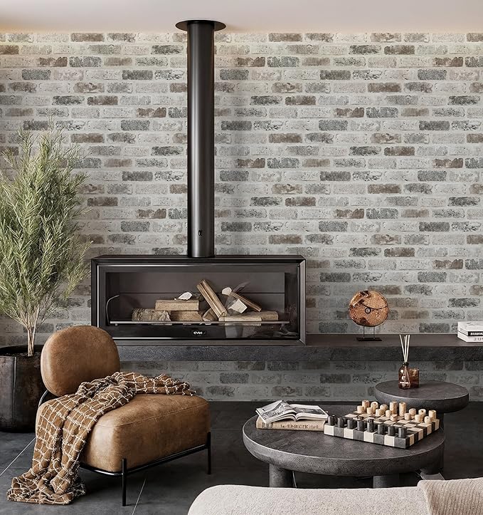Guvana 17.3"×590" Brick Peel and Stick Wallpaper Grey Brown 3D Self Adhesive - Image 6