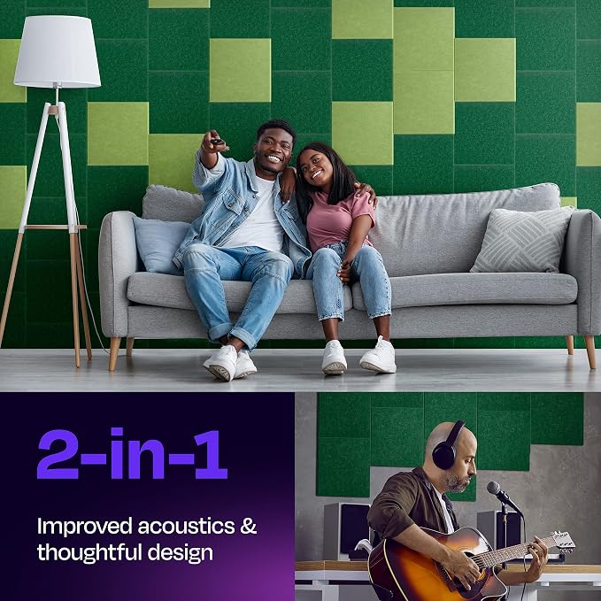 Acoustic Panels 12-Pack Soundproof Wall Panels 12"X12"X0.4" Sound Panels High - Image 2