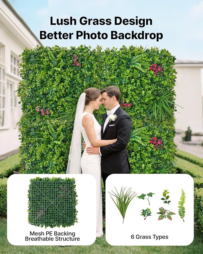 VEVOR Artificial Plant Wall, Fake Grass Wall Screen - Image 2