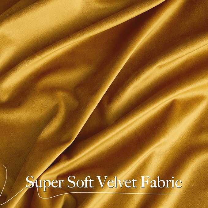 NICETOWN Mustard Gold Velvet Curtains 96 inch Long - Image 2