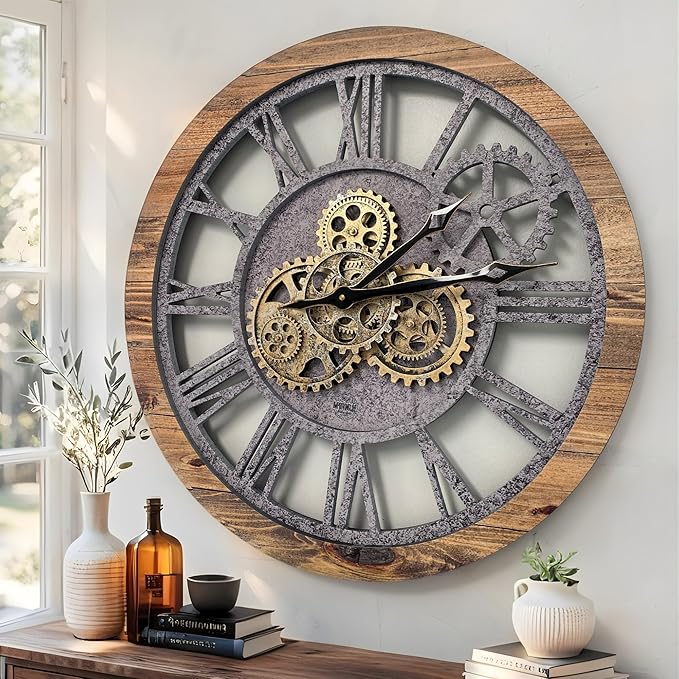 ImprovingLife The Gears Clock The Original Real Moving Gear Wall Clock Vintage by THEGEARSCLOCK