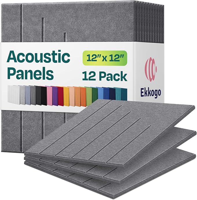 Acoustic Panels 12-Pack Soundproof Wall Panels 12"x12"x0.4" Decorative Sound by EkkogoAcousticPanels