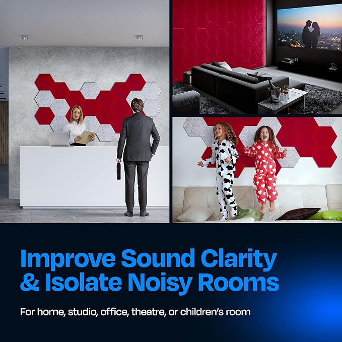 Acoustic Panels 12-Pack Soundproof Wall Panels 14"X12.1"X0.4" Sound Panels High - Image 4
