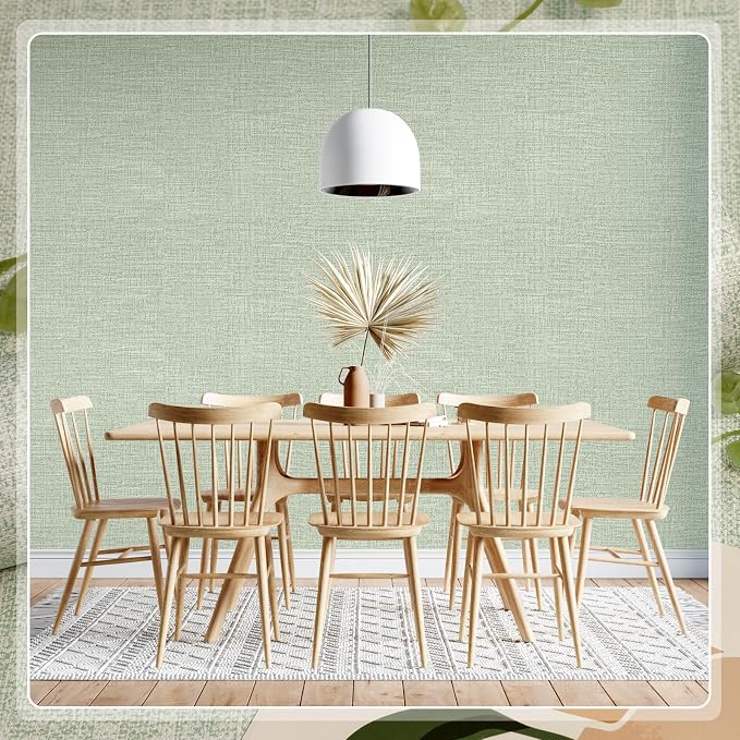 Amiya Grasscloth Wallpaper 17.3"x80" Sage Green Peel and Stick Faux Fabric - Image 6