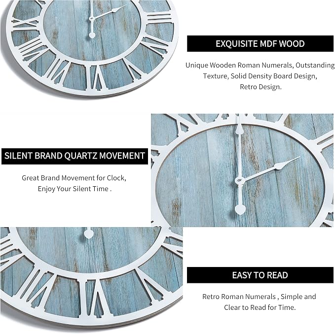 1st owned Wall Clocks for Living Room Decor, Round Silent Non Ticking, Modern - Image 4