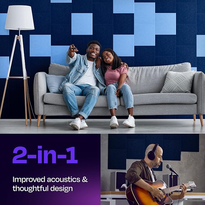 Acoustic Panels 12-Pack Soundproof Wall Panels 12"X12"X0.4" Sound Panels High - Image 2