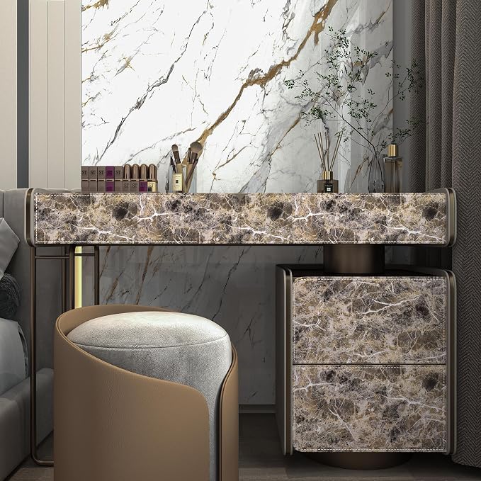 BAYYA 118x16inch Brown Marble Contact Paper Peel and Stick Wallpaper - Image 8
