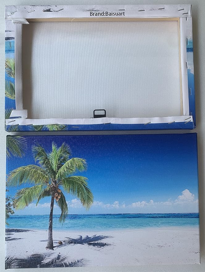 Baisuart-Large Canvas Wall Art Summer Ocean Waves Coconut Trees on Sands Beach - Image 7