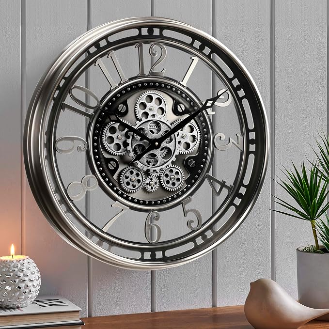 CLXEAST 21 Inch Large Moving Gear Wall Clock, Industrial Steampunk Decor by CLXEAST