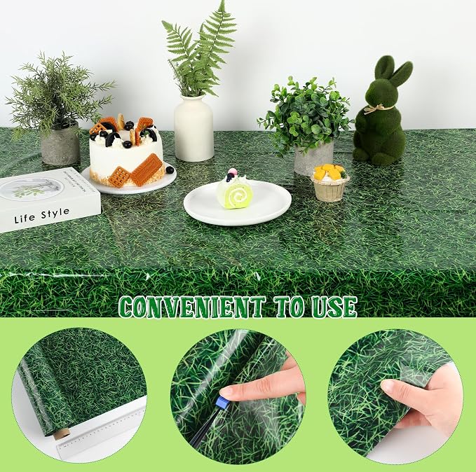 Kochorie 54 Inch x 100 Ft Grass Plastic Table Cloth Roll Disposable Waterproof - Image 4