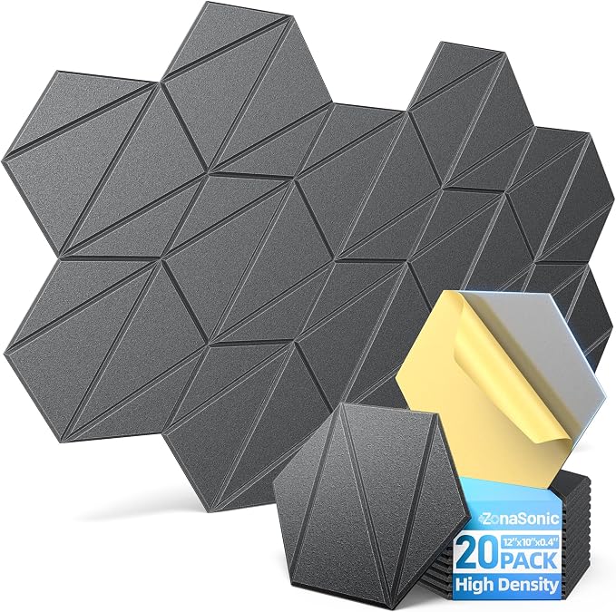20 Pack Acoustic Panels with Self-Adhesive 12"X10"X0.4" Sound Proof Foam Panels by Unknown