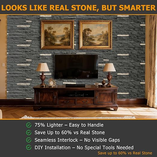 ROOMTEC 6-Packs Faux Stone Wall Covering Panels - Image 4