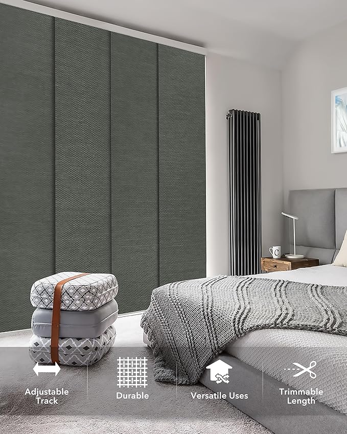 GoDear Design Shimmering Adjustable Sliding Panel Track Blinds, Vertical Window - Image 2