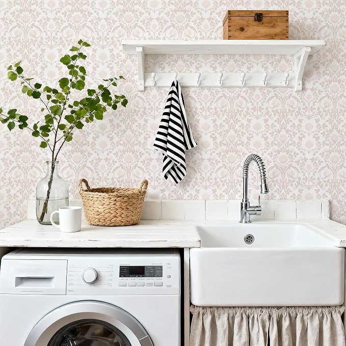 YXTII 17.3"×78.7" Pink Peel and Stick Wallpaper, Floral Wallpaper - Image 5