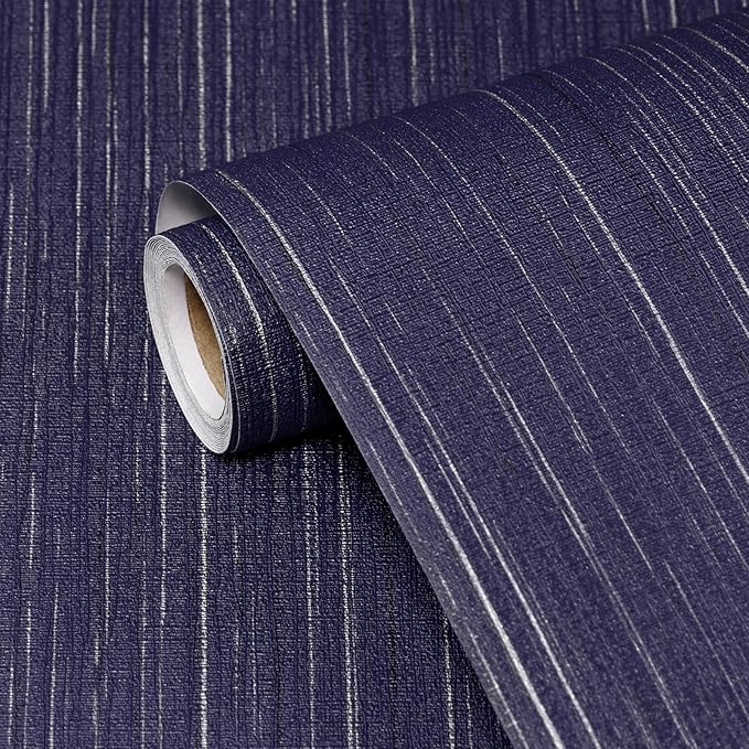 Navy Blue Grasscloth Peel and Stick Wallpaper Texture Contact Paper A Set of by Biyoeepeelstickwallpaper