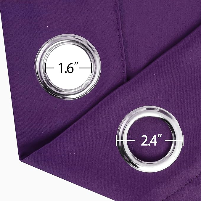 LEMOMO Purple Thermal Blackout Curtains/52 x 95 Inch/Set of 2 Panels Room - Image 6
