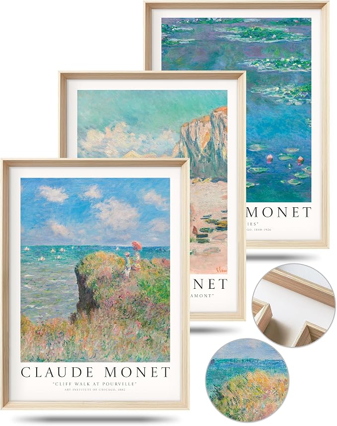 HesenDot Claude Monet Framed Wall Art, 12x16in High Framed Canvas Prints by HesenDot