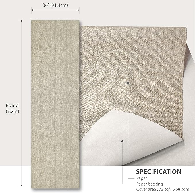 Ansehan Wallcovering W707 Terraces Collection 36" W x 8 Yard L, Natural Paper - Image 6