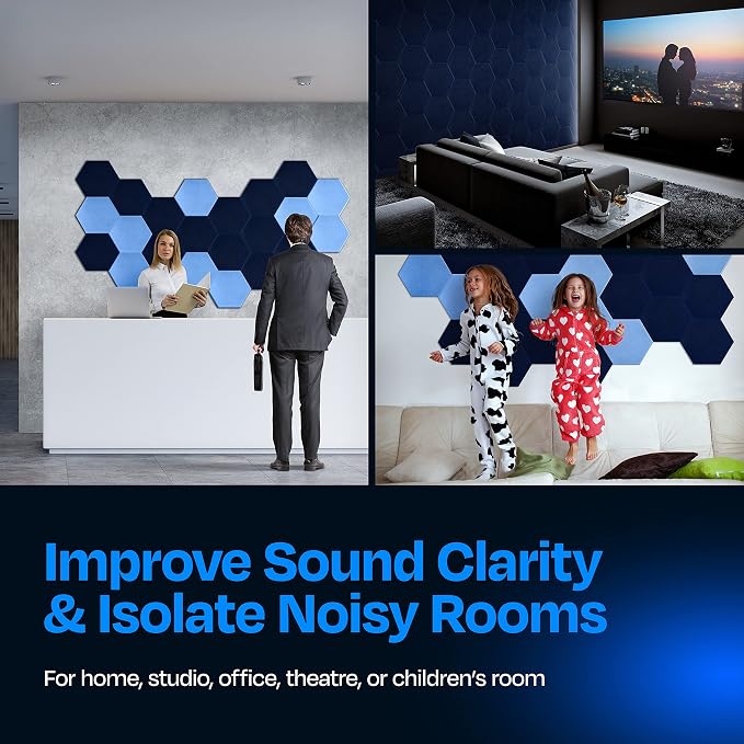 Acoustic Panels 12-Pack Soundproof Wall Panels 14"X12.1"X0.4" Sound Panels High - Image 4