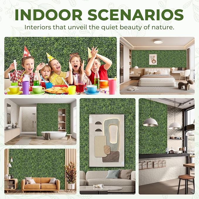 Artificial Grass Wall Panel Screen: 20"x20" 12P UV-Anti Faux Boxwood Panels - Image 5