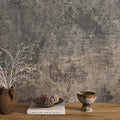 Livelynine 15.8x394 Peel and Stick Wallpaper Concrete Look Brown Masculine Dark by Livelynine