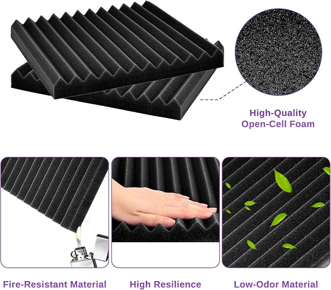 52 Pack Acoustic Foam Panels 1" x 12" x 12"Acoustic Wedge Studio Foam Sound - Image 4
