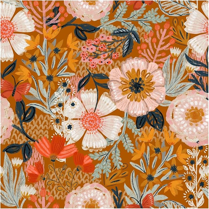 HAOKHOME Boho Peel and Stick Wallpaper Floral Wall Paper Removable by HAOKHOME