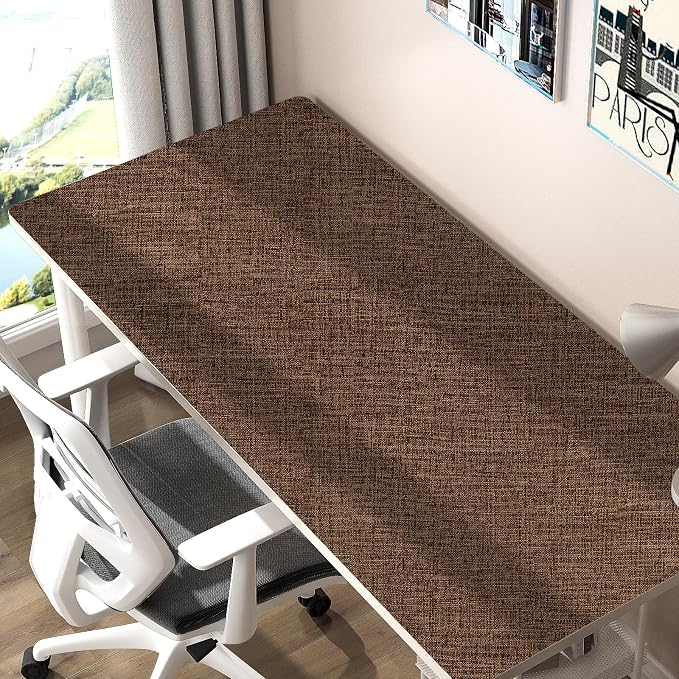 Brown Grasscloth Peel and Stick Wallpaper 17.3"x1200" Faux Linen Textured - Image 8