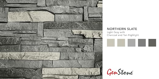 GenStone Faux Stacked Stone Panel 41" x 11.25" in Northern Slate Color - Image 2
