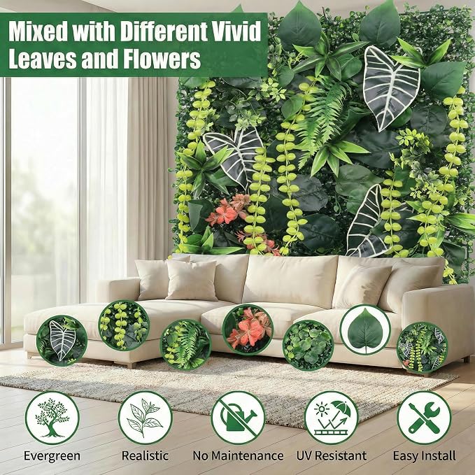 8 Pack 20"x20"Grass Wall Panels-Artificial Boxwood Panels - Image 3