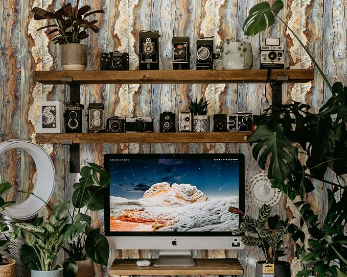 FLFK Rustic Wood Wallpaper, Peel and Stick Wood Grain Wall Mural - Image 3