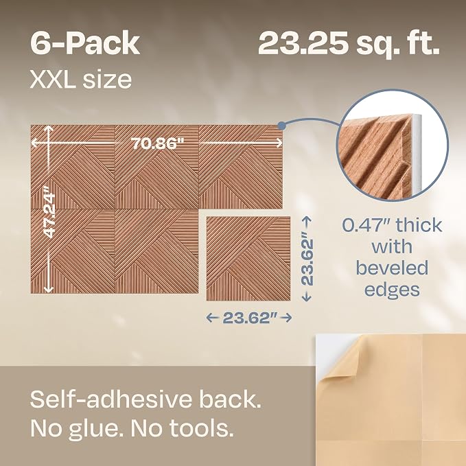 XL Acoustic Wall Panels 6-Pack Decorative Acoustic Panels High Density Sound - Image 3