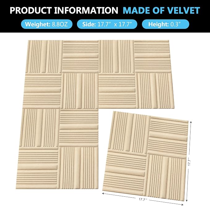 Velvet 3D wall Panels for Interior Decor Peel and Stick, Soundproof Geometric - Image 3