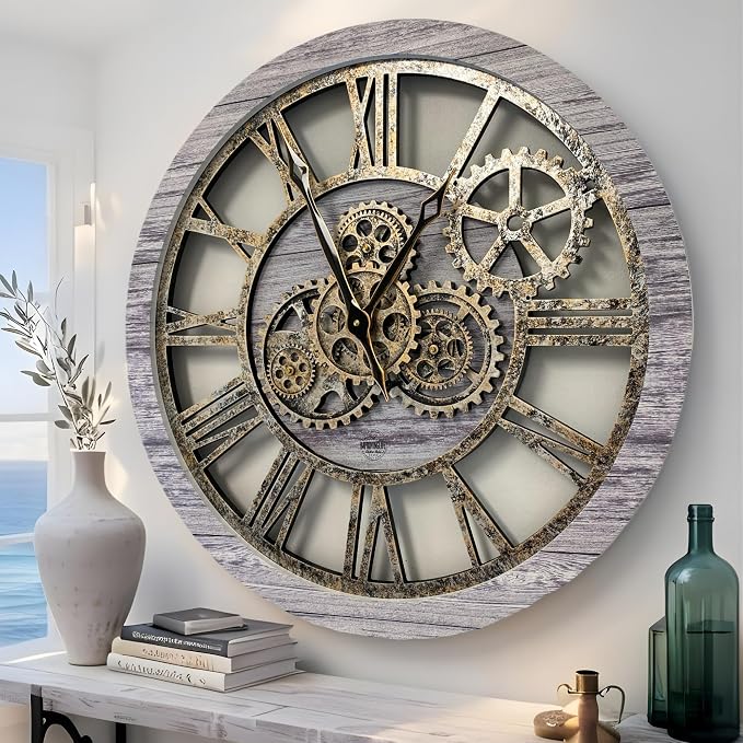 ImprovingLife The Gears Clock The Original Real Moving Gear Wall Clock Vintage by THEGEARSCLOCK