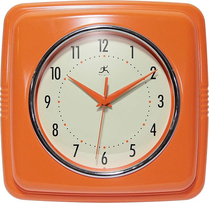 Infinity Instruments Retro – 9 Inch Square Silent Non-Ticking Mid Century by InfinityInstruments
