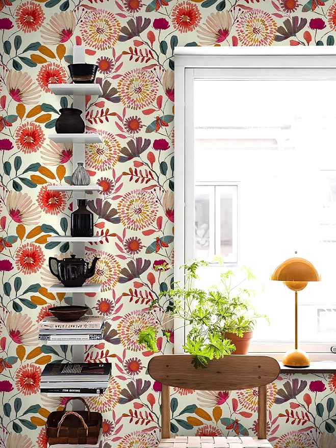Wallpaper Peel and Stick Floral Wall Paper Removable Waterproof - Image 4