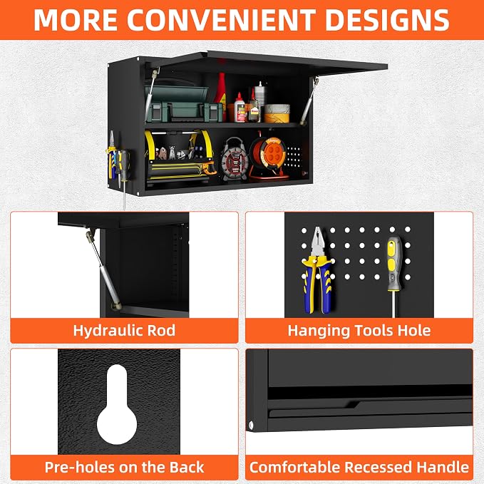 Garage Wall Cabinet, Floating Metal Wall Cabinet - Image 7