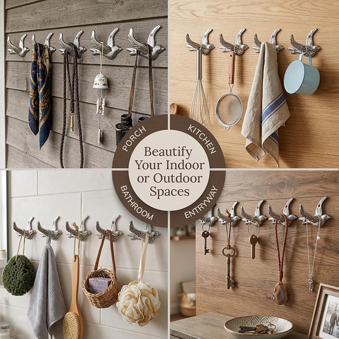 Flying Bird Decorative Wall Hooks Cast Iron, Wall Mounted - Image 6