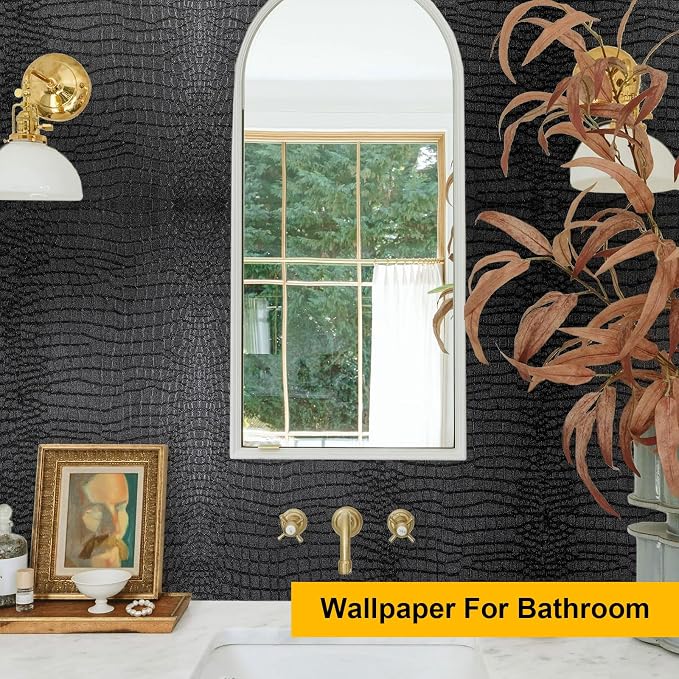 Fititem Black Peel and Stick Wallpaper 630inL 17.3inW Black Contact Paper - Image 3
