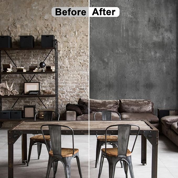 WADILE Black Gray Concrete Wallpaper 15.7 in * 354 in, Cement Contact Paper 3D - Image 3