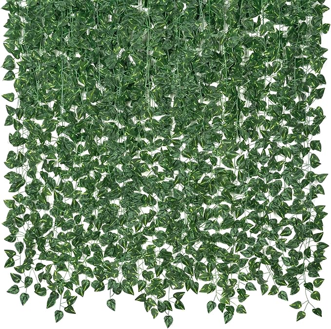 CQURE 14 Pack 98Ft Artificial Ivy Garland, Fake Vines UV Resistant Greenery by CQURE