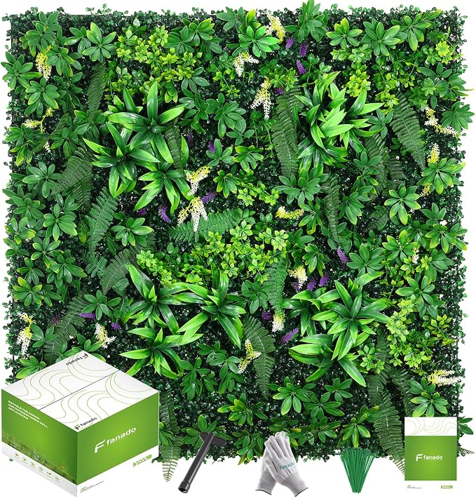 fanado Artificial Grass Wall Panels 20"x20", Hedge Green Wall Decor Backdrop by Unknown