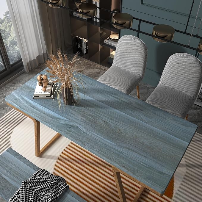 BOMENG Blue Wood Grain Contact Paper Peacock Wallpaper Peel and Stick - Image 4