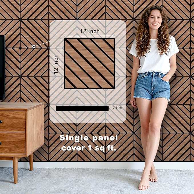 WoveN SounD Artisan Acoustic Wall Panels, 16 Pack 12x12 Inch, PVC Wood Grain - Image 2