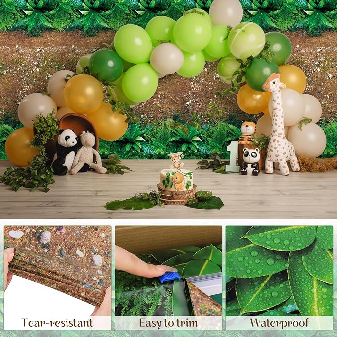 Kochorie 100 Ft x 54 Inch Forest Path Plastic Tablecloth Roll Safari Dinosaur - Image 3