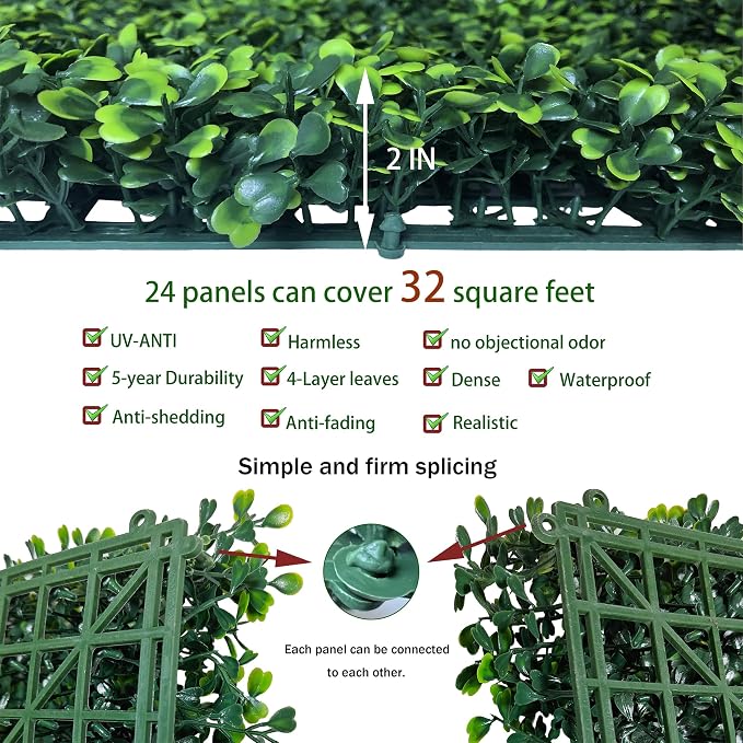 ODTORY Artificial Grass Wall Backdrop Panels, 16 X 12 in 24P UV-Anti Greenery - Image 3
